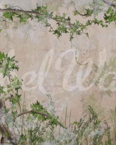 Tapet Curly Trees, cu design rustic cu copaci cu ramuri impletite, culori calde si liniștitoare