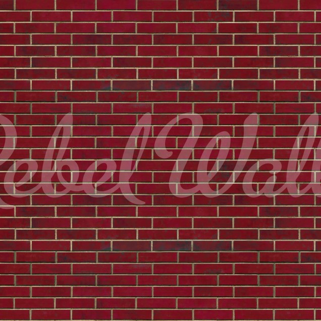 Tapet cu aspect de cărămidă roșie, Wall of Tiles, Ruby Red