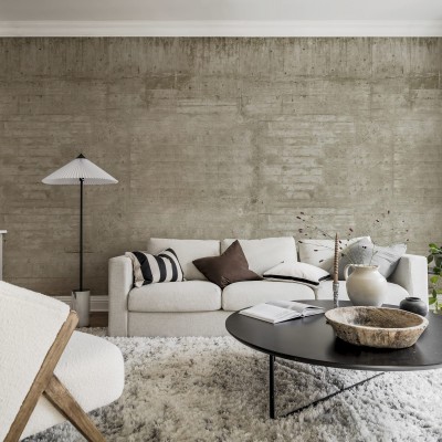 Tapet cu aspect industrial, beton brut, Wooden Concrete, Sand