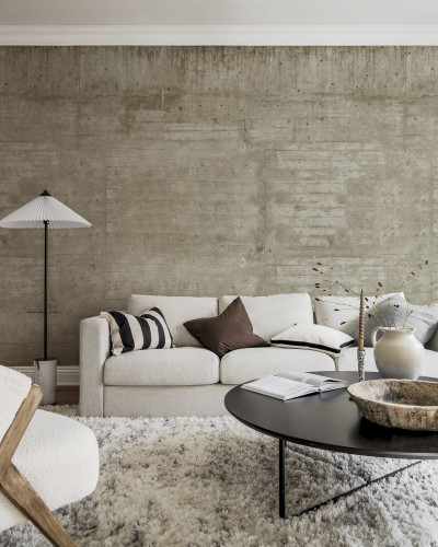 Tapet cu aspect industrial, beton brut, Wooden Concrete, Sand