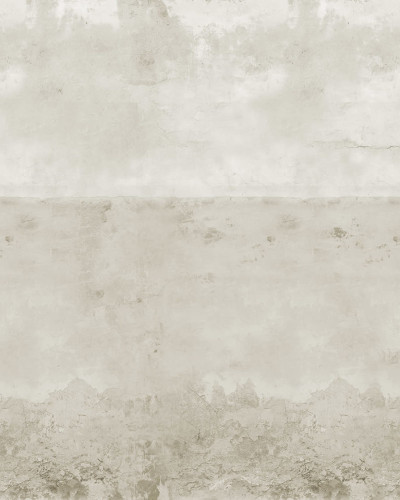 Tapet Urban Horizon Sand, cu aspect de beton texturat, aplicat pe un perete din dormitor