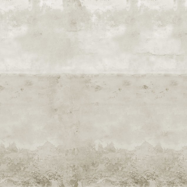 Tapet Urban Horizon Sand, cu aspect de beton texturat, aplicat pe un perete din dormitor