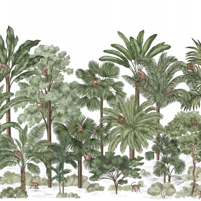 Tapet Tropical Bellewood, Monkeys, cu palmieri și maimuțe
