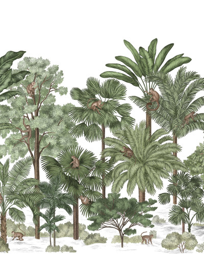 Tapet Tropical Bellewood, Monkeys, cu palmieri și maimuțe