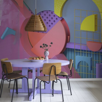 Tapet 3D cu design geometric modern