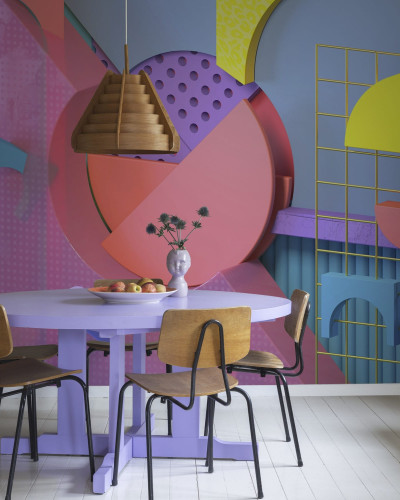Tapet 3D cu design geometric modern