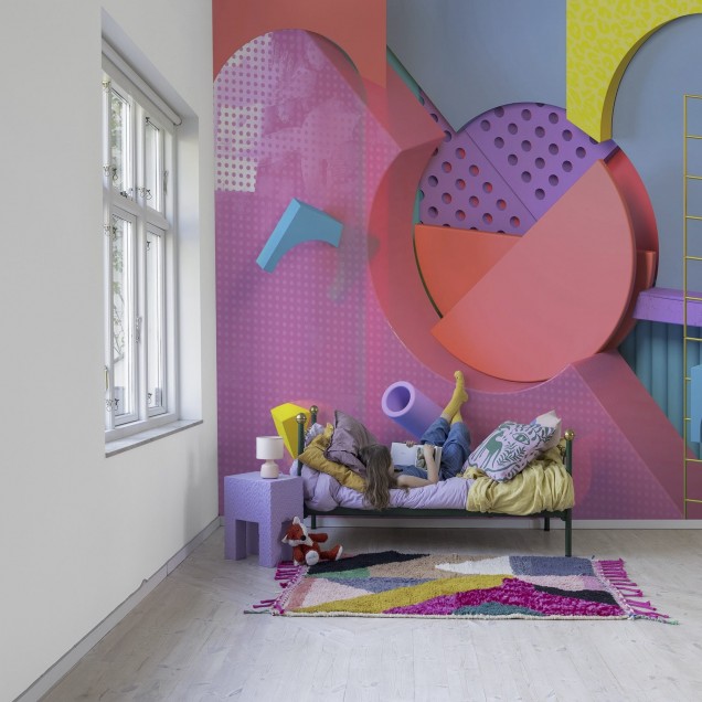 Tapet 3D cu design geometric modern