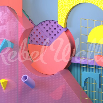 Tapet 3D cu design geometric modern