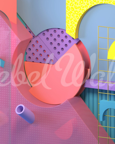 Tapet 3D cu design geometric modern