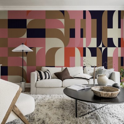 Abstract Fun, tapet cu forme geometrice in culori vibrante