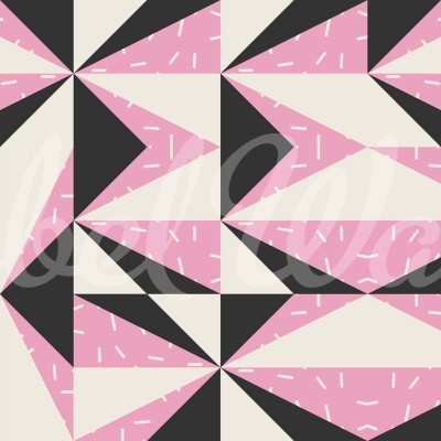 Tapet geometric modern cu un design in culori vibrante roz, negru și crem. Perfect pentru living, dormitor, hol sau birou.