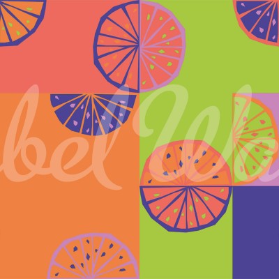 Lemon Slices, Neon - tapet cu felii de lămâie în culori neon, perfect pentru un design modern și vibrant.