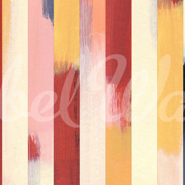 Imagine cu tapet Paint Stripes Multi, cu dungi pictate în culori vibrante, aplicat pe un perete al unei camere.