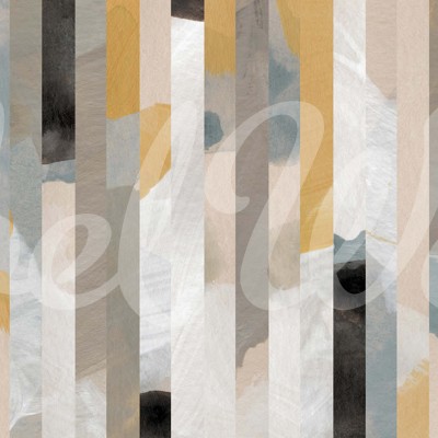 Tapet Paint Stripes, Soft, cu un design abstract in nuante calde de galben si gri, intr-un interior modern.
