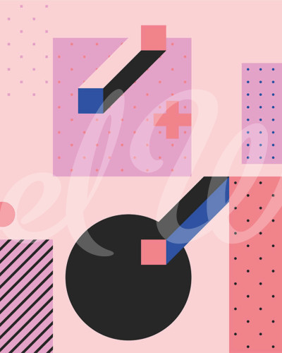 Tapet Pop Art cu forme geometrice vibrante și culori intense.