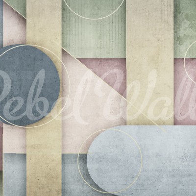 Tapet cu design geometric abstract cu accente pastelate