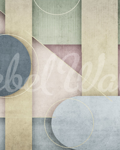 Tapet cu design geometric abstract cu accente pastelate