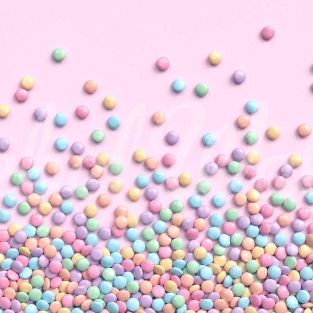Wallpaper Candy cu bomboane colorate pe fond roz