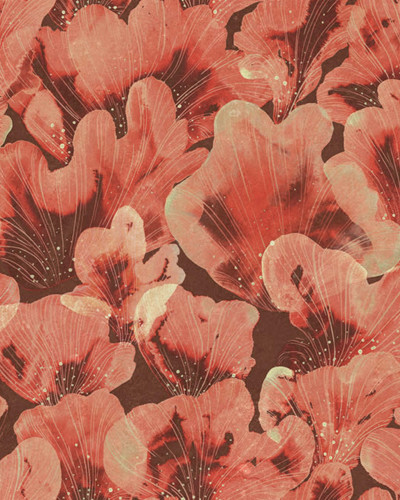 Tapet Corals, Red, cu flori roșii, perfect pentru decorarea casei.