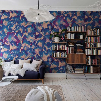 Tapet floral albastru Corals, Blue de la Rebel Walls