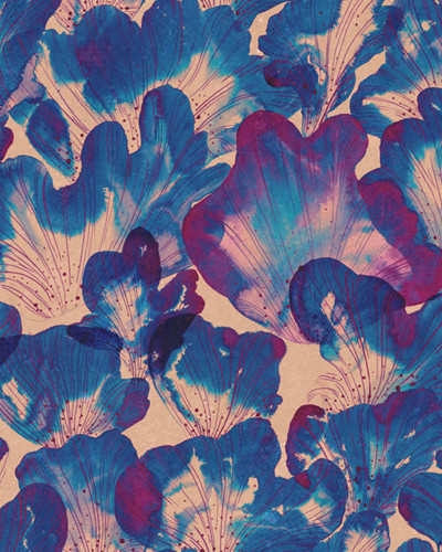 Tapet floral albastru Corals, Blue de la Rebel Walls