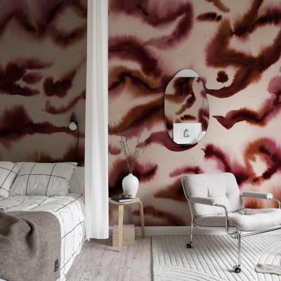 Tapet Guppy, Red cu design abstract in nuante de rosu si maro