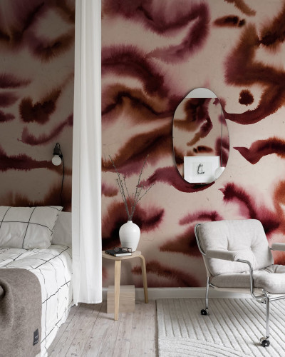 Tapet Guppy, Red cu design abstract in nuante de rosu si maro