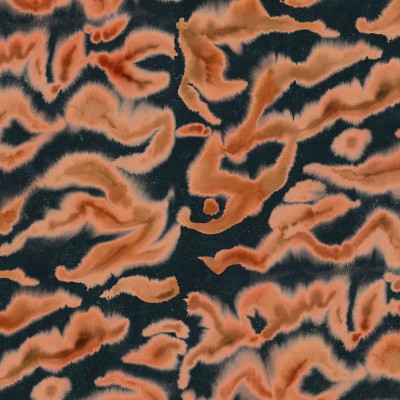 Tapet Guppy Orange, cu design abstract in nuante de portocaliu si negru