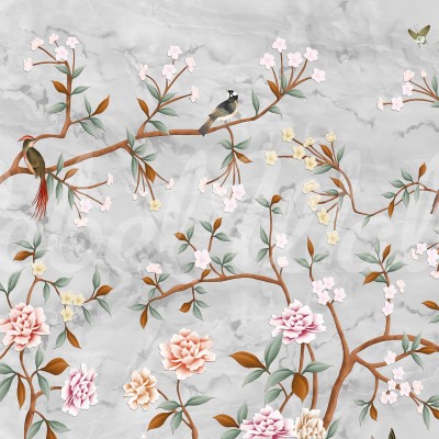 Sweet Blossoms, un decor de perete floral cu ramuri elegante si flori delicate, creeaza o atmosfera calma si relaxanta.
