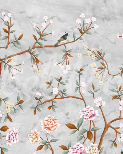 Sweet Blossoms, un decor de perete floral cu ramuri elegante si flori delicate, creeaza o atmosfera calma si relaxanta.