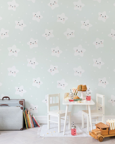 Cute Stars Mint Wallpaper