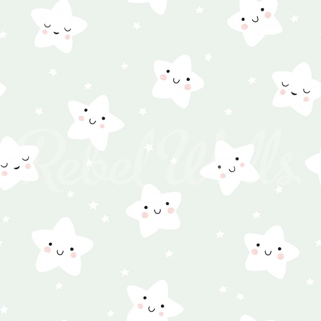 Cute Stars Mint Wallpaper