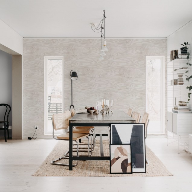 Tapet Plywood, Grey, un tapet minimalist care imita textura lemnului