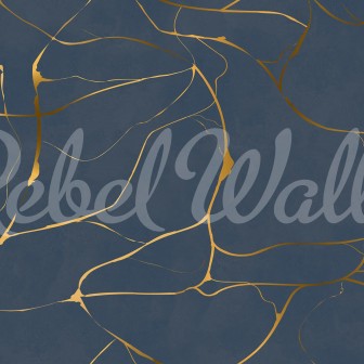 Fototapet Gold Swirl, Dark Blue, Rebel Walls