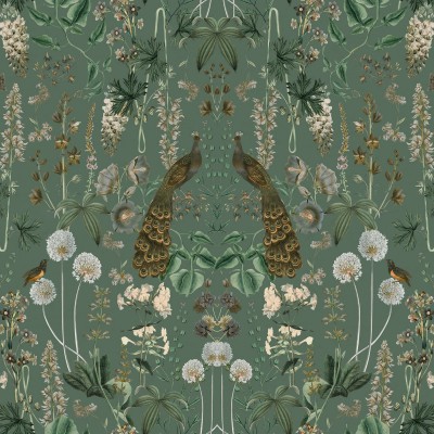 Peacock Garden, Green, Rebel Walls