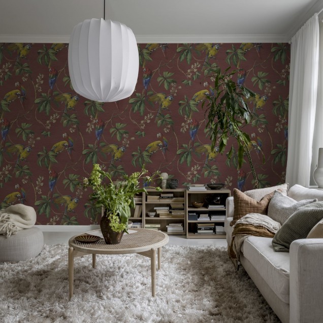 Tapet cu paroți colorați, imprimat pe material de catifea, ideal pentru a decora sala de mese sau dormitorul