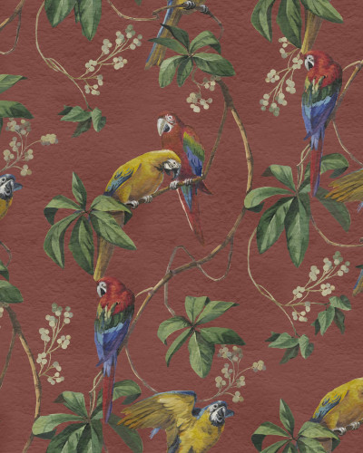 Tapet cu paroți colorați, imprimat pe material de catifea, ideal pentru a decora sala de mese sau dormitorul