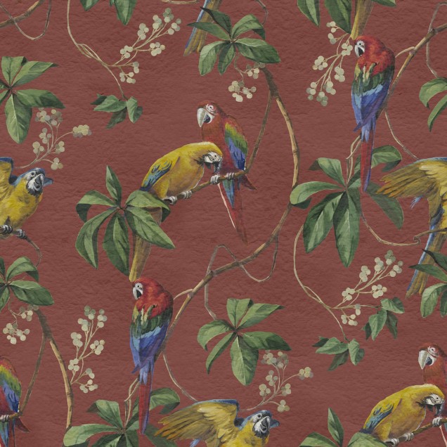 Tapet cu paroți colorați, imprimat pe material de catifea, ideal pentru a decora sala de mese sau dormitorul