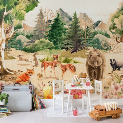 Tapet Forest Friends cu animale din pădure