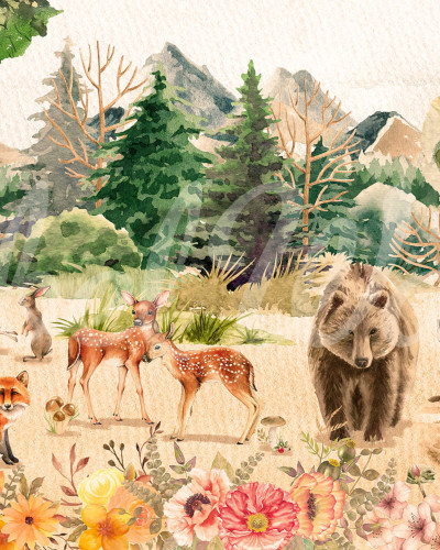 Tapet Forest Friends cu animale din pădure