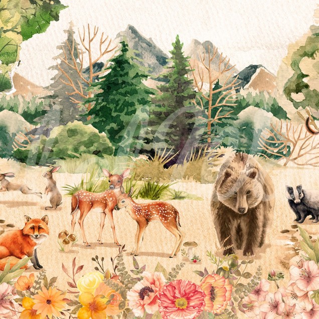 Tapet Forest Friends cu animale din pădure