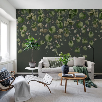 Wallpaper cu frunze verzi delicate, Dangling Ivy, pentru un decor modern și elegant.