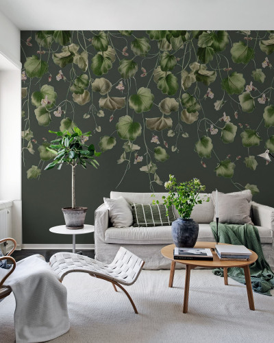 Wallpaper cu frunze verzi delicate, Dangling Ivy, pentru un decor modern și elegant.