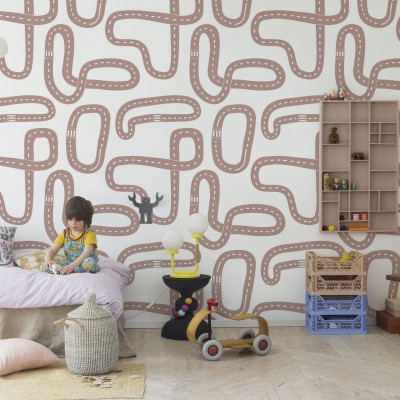Tapet cu model Race Track, Soft Pink