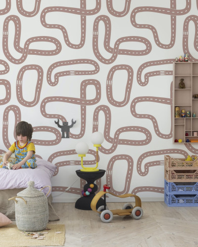 Tapet cu model Race Track, Soft Pink