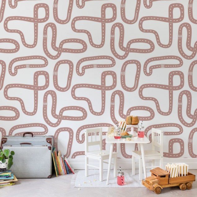 Tapet cu model Race Track, Soft Pink