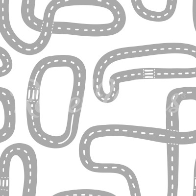 Tapet Race Track, Gri - tapet cu drumuri de curse pentru camera copiilor
