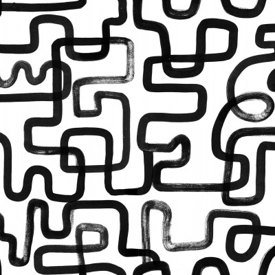 Wallpaper modern cu linii negre groase pe fundal alb