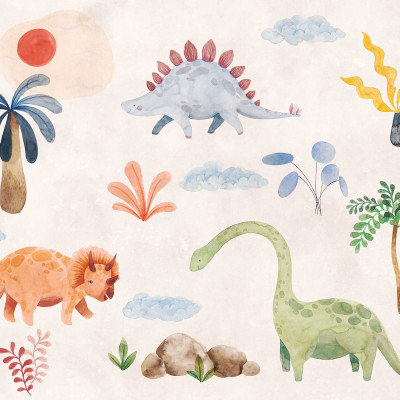 Dinosaur Oasis, Beige, Rebel Walls