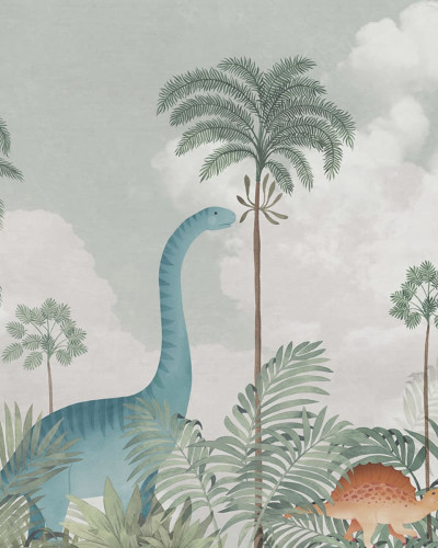 Tapet cu dinozauri, verde deschis
